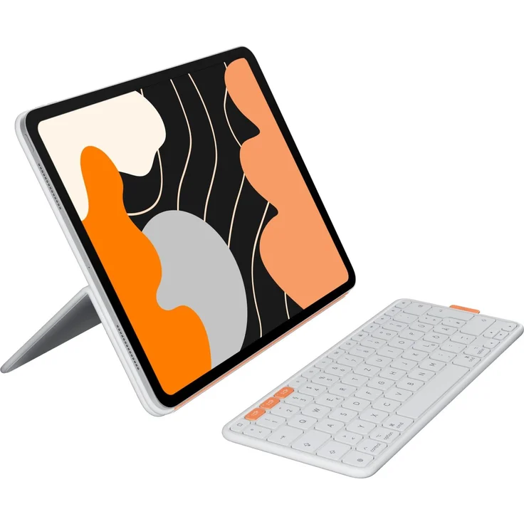 Logitech Flip Folio Tastatur-Case für iPad Pro und Air 13 Zoll, Bluetooth, integriertes Touchpad, hellgrau – Bild 1