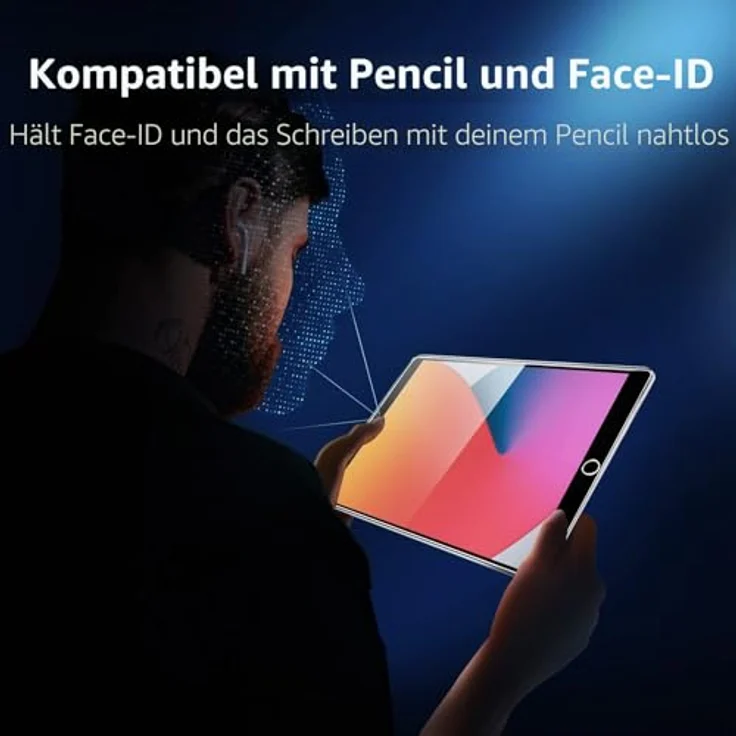 NEW'C Schutzfolie für iPad 9/8/7 10,2 Zoll, Panzerglas 9H mit Montagehilfe und anti-fingerprint Beschichtung – Bild 3