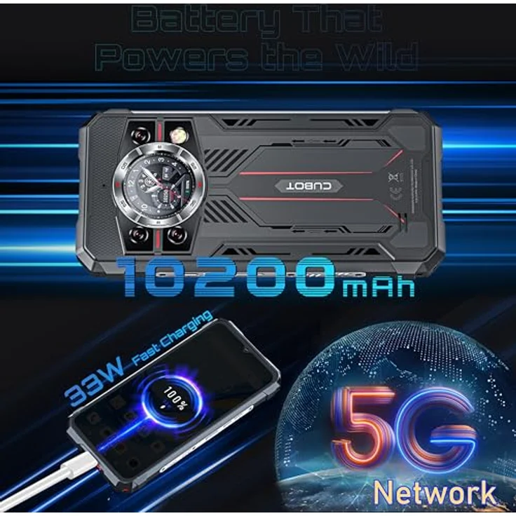 CUBOT Kingkong 11 – 5G Smartphone mit 6,72" FHD+ Display, 16GB RAM, 256GB ROM, 108MP Kamera, 10200mAh Akku, Android 15, Schwarz – Bild 3