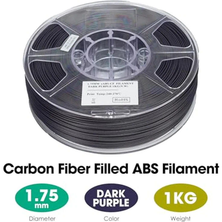 eSUN ABS-CF Carbon Fiber Filled ABS Filament 1.75mm, 1KG Spule für FDM 3D Drucker, hohe Beständigkeit, dunkle violette Farbe – Bild 2