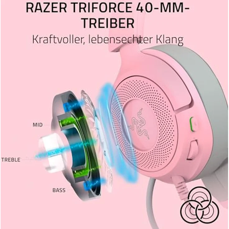 Razer Kraken Kitty V3 X, kabelgebundenes Gaming-Headset mit Over-Ear-Design, RGB-Beleuchtung und flexiblem Mikrofon, Rosa – Bild 4