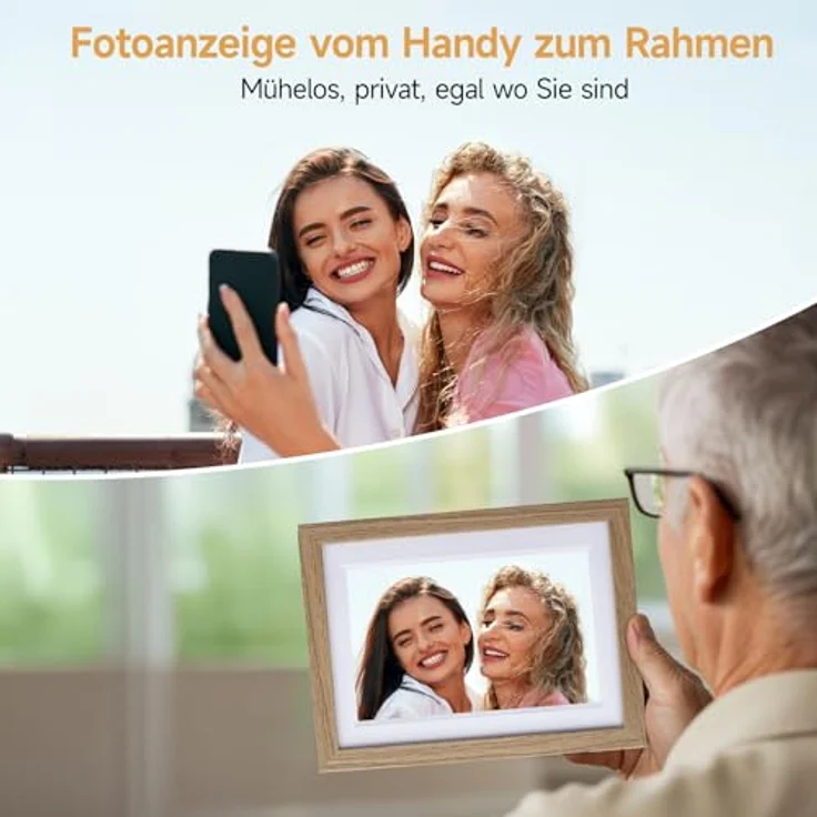 Rollei Smart Frame WiFi 1010, Digitaler Bilderrahmen 10,1 Zoll, 1280x800 IPS Touchscreen, 32GB Speicher, Holzoptik Eiche – Bild 4