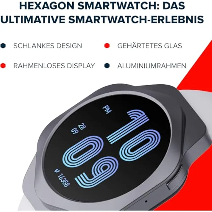 CANYON Smartwatch Hexagon, 1,43" AMOLED Fitnessuhr mit Telefonfunktion, 123 Sportmodi, SpO2 & Herzfrequenz, Schrittzähler, Schlafmonitor, iOS & Android, in Aluminiumlegierung – Bild 2