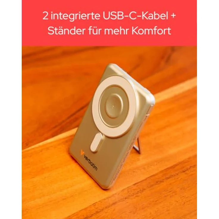 Verbatim Charge 'n' Go 2C Powerbank, 5000 mAh, kabelloses Laden, 20 W, gold – Bild 7