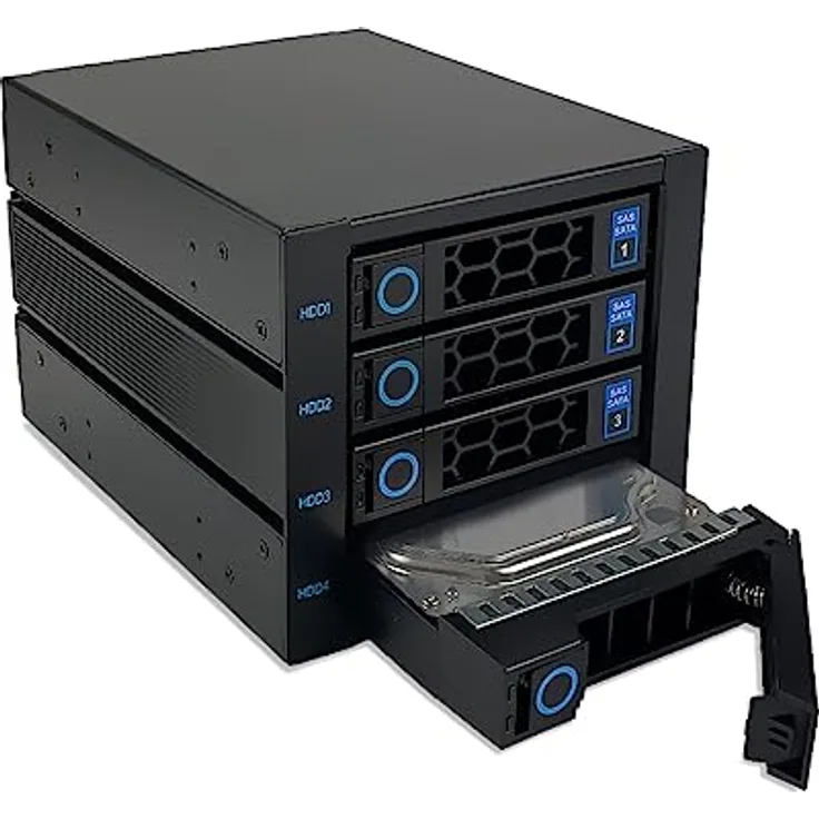 Fantec WR-C3141-6G, SAS/SATA 6G Backplane Gehäuse für 4× 3,5"/2,5" HDD/SSD mit Hotswap-Funktion und Metall-Kunststoff-Gehäuse, schwarz