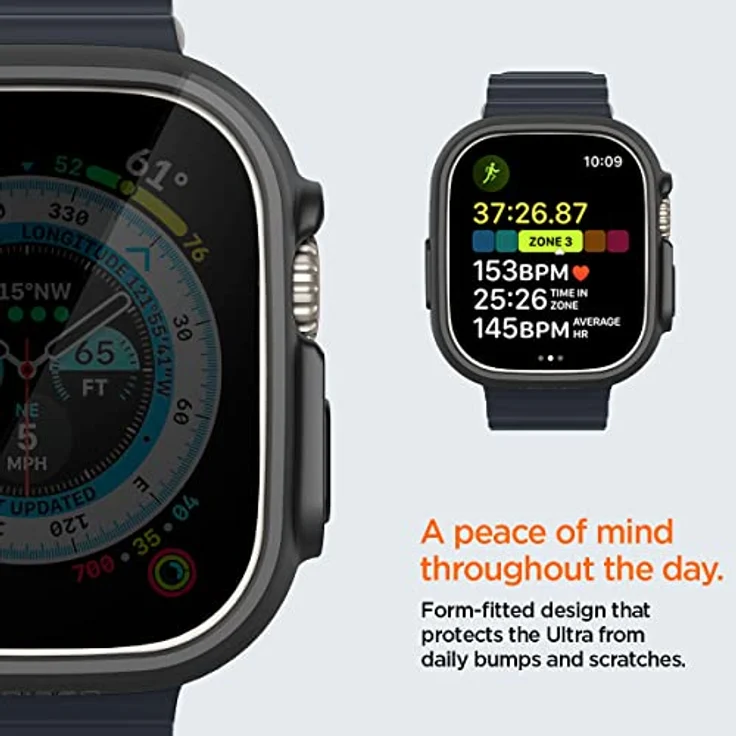 Spigen Thin Fit Hülle Kompatibel mit Apple Watch Ultra 2 (2023) / Ultra (2022) 49mm - Schwarz, Kratzerabwehr, erhöhte Umrandung, präzise Ausschnitte – Bild 4