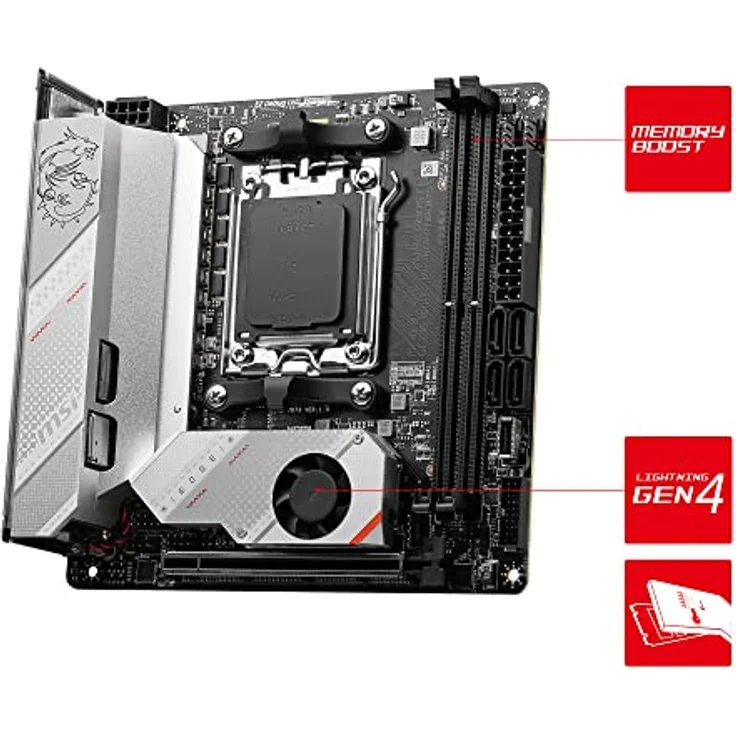MSI MPG B650I Edge WiFi Mainboard, Mini-ITX - Unterstützt AMD Ryzen 7000 Serie Prozessoren, AM5-8 Phasen 80A VRM, DDR5 Memory Boost 6600+MHz/OC, 1 x PCIe 4.0 x16, 2 x M.2 Gen4, Wi-Fi 6E – Bild 3