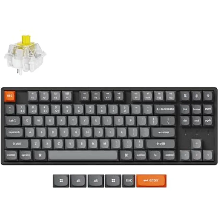 Keychron K8 Max Custom Wireless Mechanische Tastatur 2.4 GHz/Bluetooth/USB-C, Hot-swap, RGB, Aluminiumrahmen, QMK/VIA Programmierbare Makros, PBT Keycaps, für Mac Windows, Super Banana Switch, QWERTY US Layout