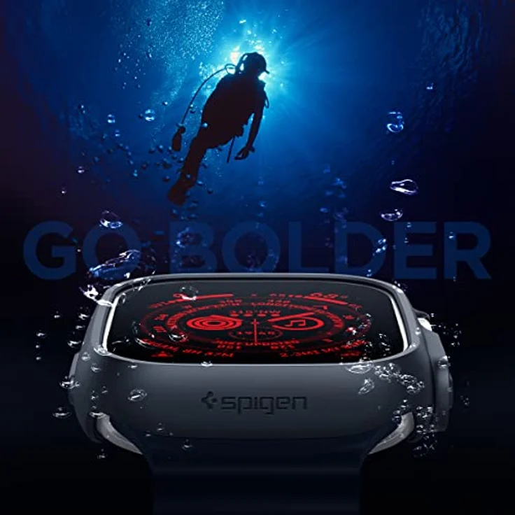 Spigen Thin Fit Hülle Kompatibel mit Apple Watch Ultra 2 (2023) / Ultra (2022) 49mm - Schwarz, Kratzerabwehr, erhöhte Umrandung, präzise Ausschnitte – Bild 3