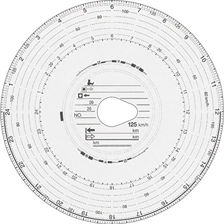 RNK Verlag Formularblock Tachoscheibe Automatic, Diagrammscheibe für EC-Tachographen, 125 km/h, VE=100, Durchmesser 12 cm – Bild 1