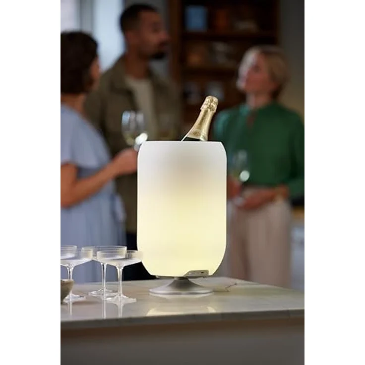 Kooduu Atmos Tragbare Lautsprecherlampe - Dimmbares LED-Licht, drahtloser Bluetooth-Lautsprecher mit integriertem Weinflaschenhalter - Innen- und Außendekoration, Messing – Bild 5
