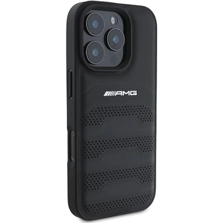 CG Mobile AMG AMHCP16XGSEBK Hülle für iPhone 16 Pro Max 6.9" Schwarz hardcase Leather Debossed Lines Black Logo – Bild 4