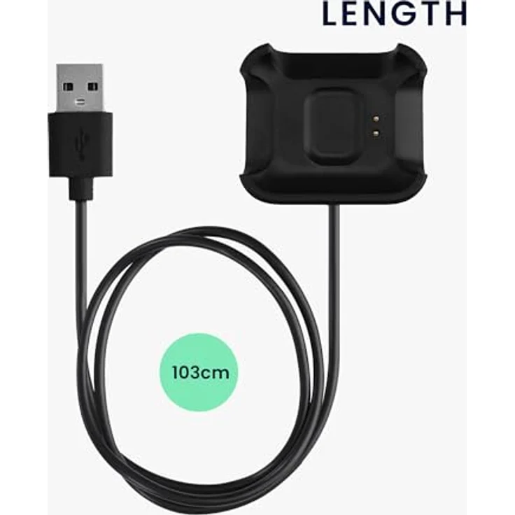kwmobile USB Kabel Charger für Xiaomi Mi Watch Lite/Redmi Watch - Smart Watch Ersatzkabel - Fitnesstracker Aufladekabel, Schwarz – Bild 3