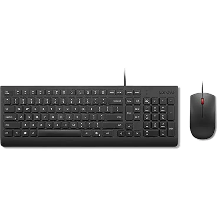 Lenovo 4X31R64414 Kabelgebundenes Tastatur-Maus-Set, Deutsch QWERTZ, Schwarz, wasserabweisende Membran, ergonomische Maus, 1000-dpi-Sensor