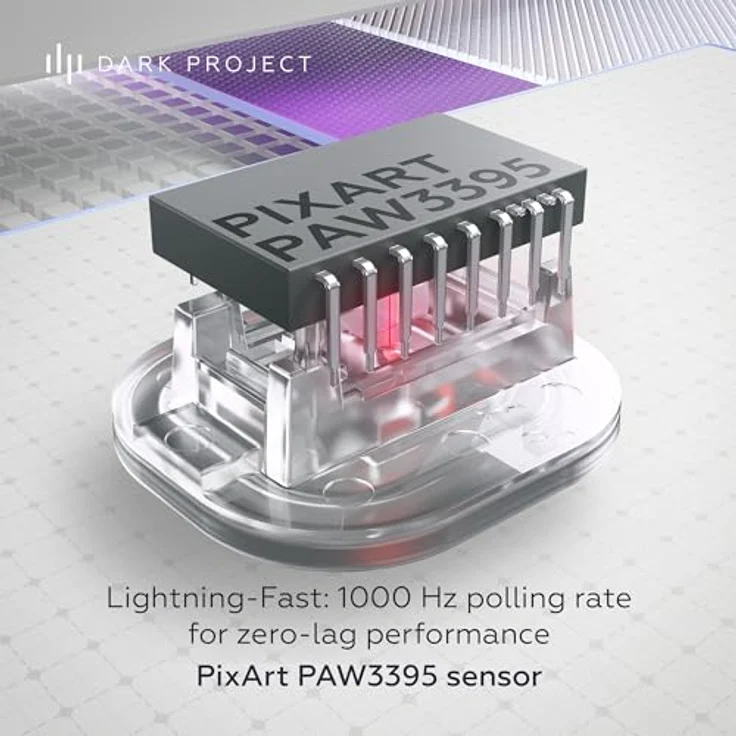 DARK Project Novus SE Gaming Funkmaus – PAW3395 Sensor, 26.000 DPI, 6 Tasten, Huano Switches, USB Nano-Empfänger – Bild 6