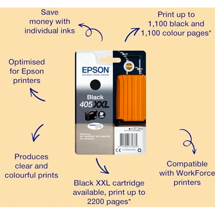 Epson C13T02J14010 Tinte schwarz 37,2 ml 2200 Seiten extra hohe Kapazität – Bild 2