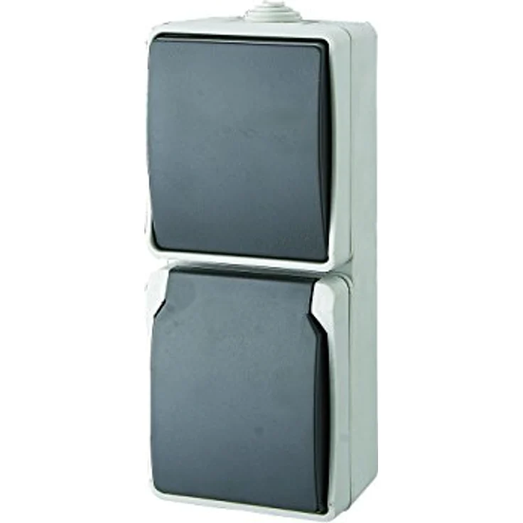 GAO 9878 Feuchtraum-Schalterprogramm, Schalter/Steckdosen Kombination, Standard Grau – Bild 1