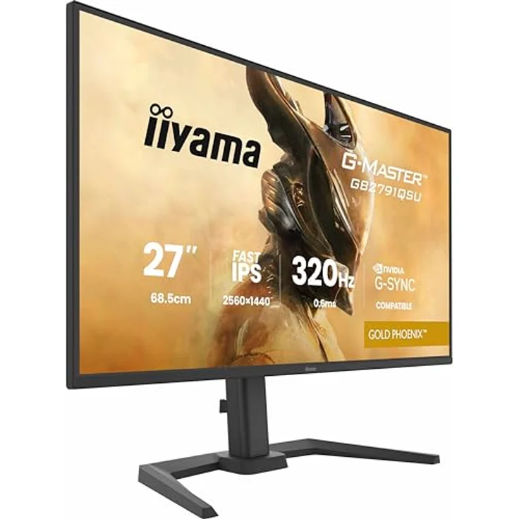iiyama G-Master Gold Phoenix GB2791QSU-B1, 27" QHD Fast IPS Gaming Monitor mit 320Hz, 0.6ms, G-SYNC, HDMI, DP, USB-C, höhenverstellbar, schwarz – Bild 1