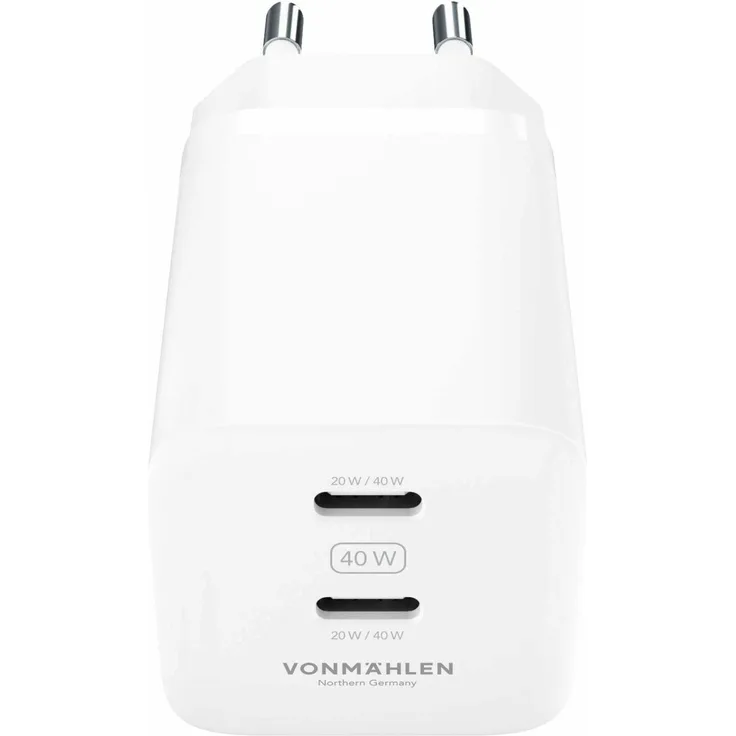 Vonmählen Unity GaN 40W, superkompaktes USB-C Ladegerät mit 2 Ausgängen, weiss