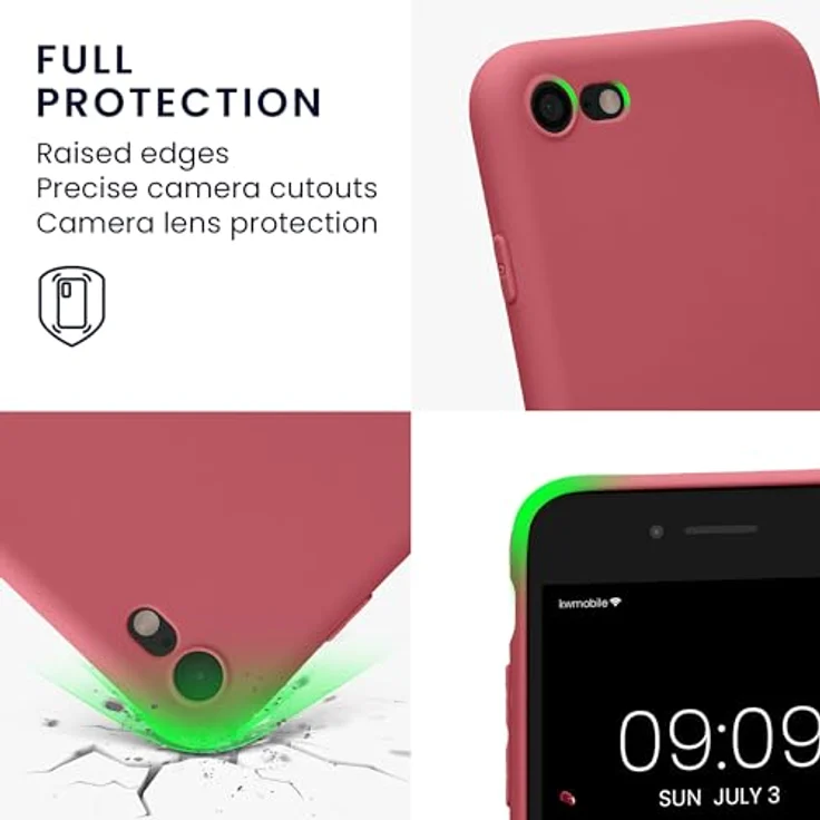 kwmobile Handyhülle kompatibel mit Apple iPhone SE (2022) / iPhone SE (2020) / iPhone 8 / iPhone 7 - Dark Rose, weiches Silikon, reißfest & rutschfest – Bild 3