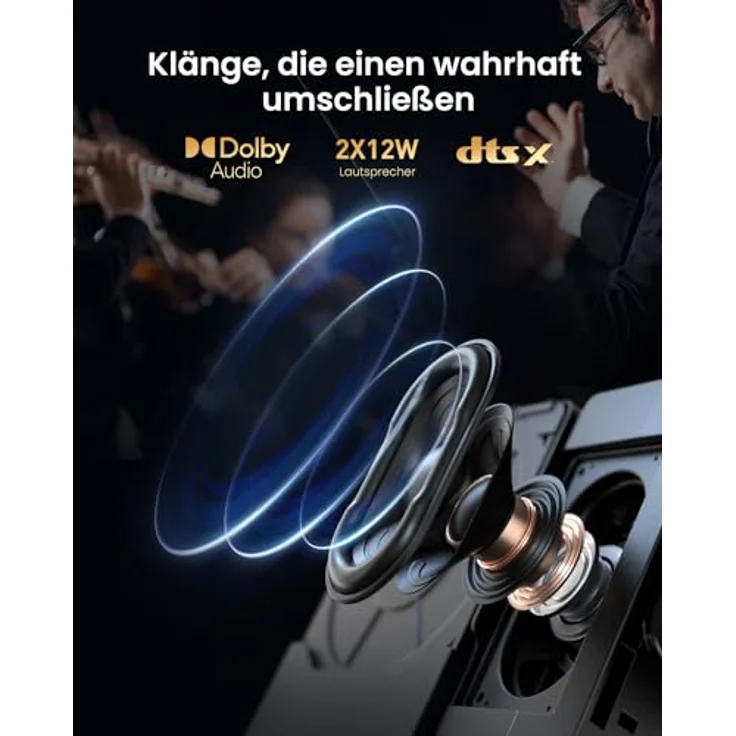 Dangbei DBOX02 4K Beamer, 2450 ISO Lumen, Netflix lizenziert, WLAN, Bluetooth, 2x12 W DTS:X, HDR10+, 200-Zoll-Bild, Autofokus – Bild 5