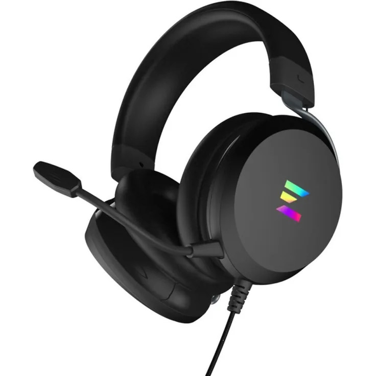 Zalman ZM-HPS610, kabelgebundener Gaming Kopfhörer mit 50 mm Treibern und unidirektionalem Mikrofon, Schwarz