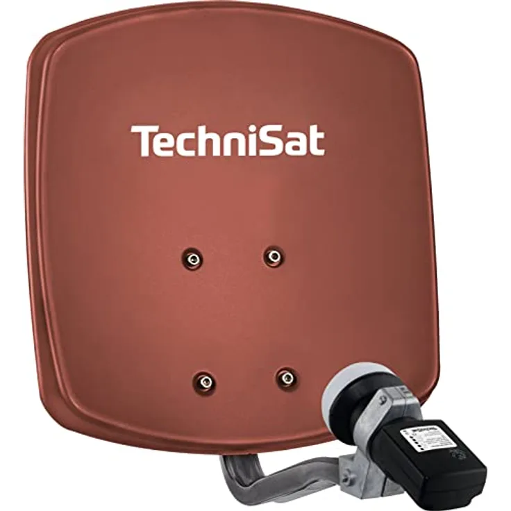 TechniSat DIGIDISH 33 – Satelliten-Schüssel für 1 Teilnehmer (33 cm kleine Sat Anlage - Komplettset mit Wandhalterung und Satfinder V/H-LNB) rot