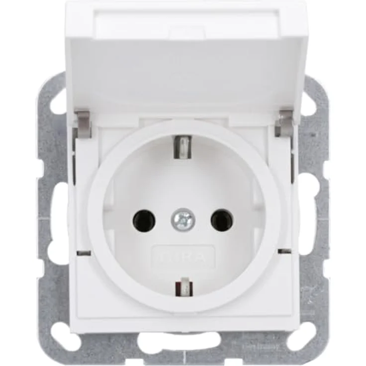 GIRA 445427 SCHUKO Steckdose mit Klappdeckel System 55 Reinweiß seidenmatt – Bild 3