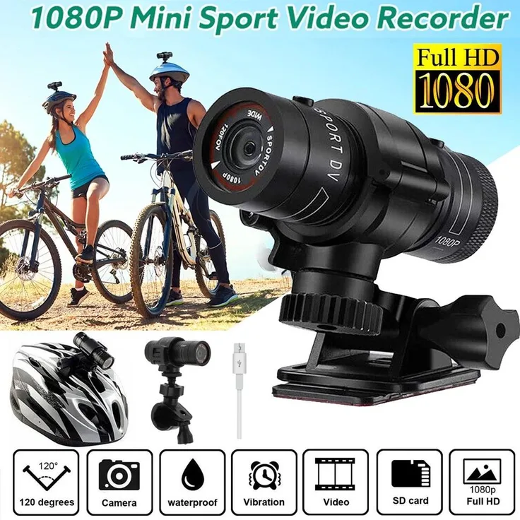 505 Games F9 HD 1080P Action Sport Kamera, 120° Weitwinkel, wasserdicht, USB wiederaufladbar, bis zu 128GB Speicher