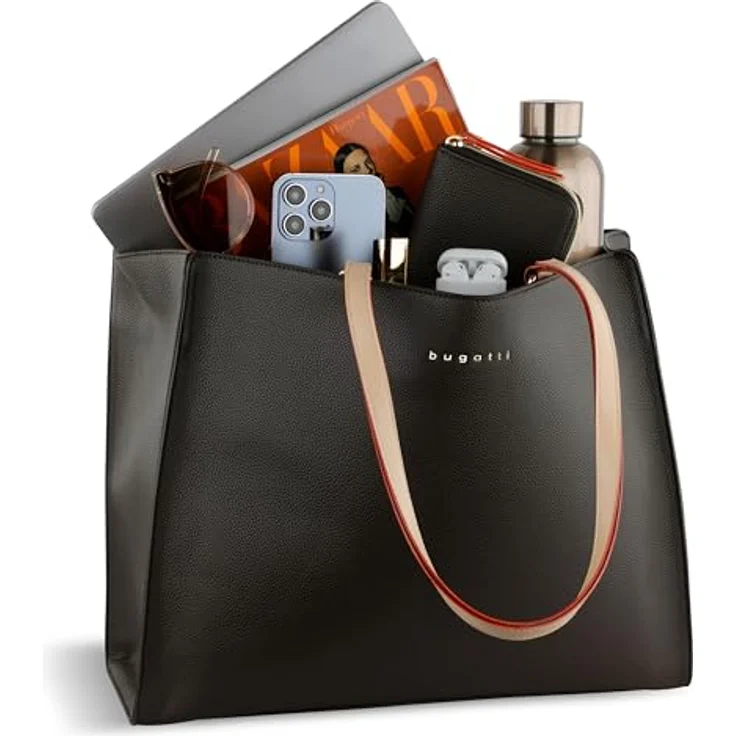 bugatti Ella Business System Bag, elegante Aktentasche mit 13-Zoll-Laptopfach, dunkelbraun, handgefertigt mit herausnehmbarem Organizer – Bild 4