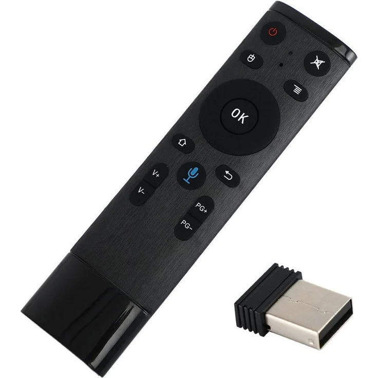 Bolwins Q5 USB WiFi Air Maus Gyro Fernbedienung mit Sprachsteuerung, schwarz, für Smart TV und PC