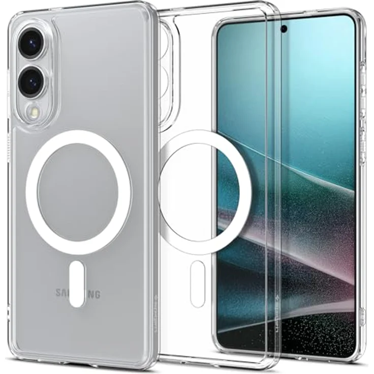 Spigen Ultra Hybrid MagFit Hülle für Samsung Galaxy S25 Edge, Clear White, kompatibel mit MagSafe, TPU-Rahmen, Air Cushion Technologie – Bild 1