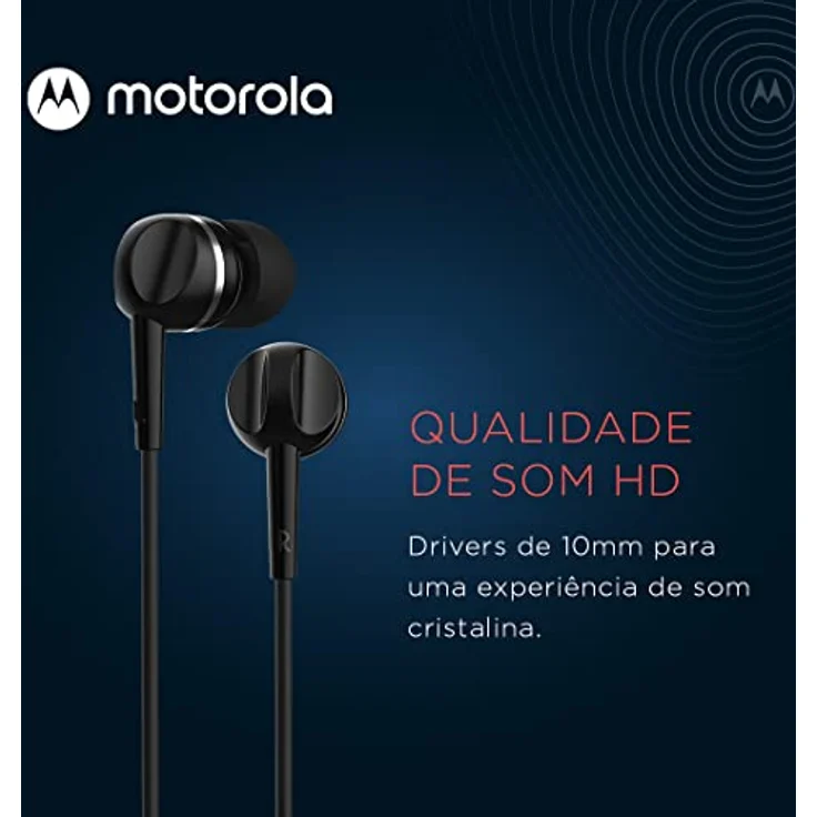 Motorola Sound Earbuds 105 - In Ear Kopfhörer mit Kabel - Integriertes Mikrofon - Kristallklarer Klang - inkl. 6 Silikon-Ohrpolster - Schwarz – Bild 2