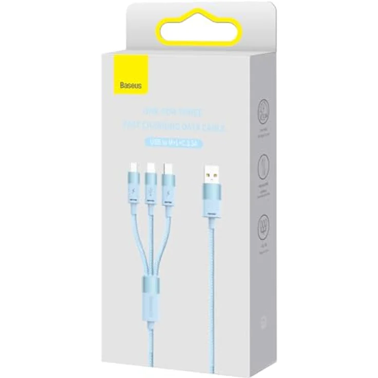 Baseus StarSpeed 3-in-1 Kabel, USB-A / Micro-USB / Lightning / USB-C, 3,5 A, 1,2 m, blau – Bild 7