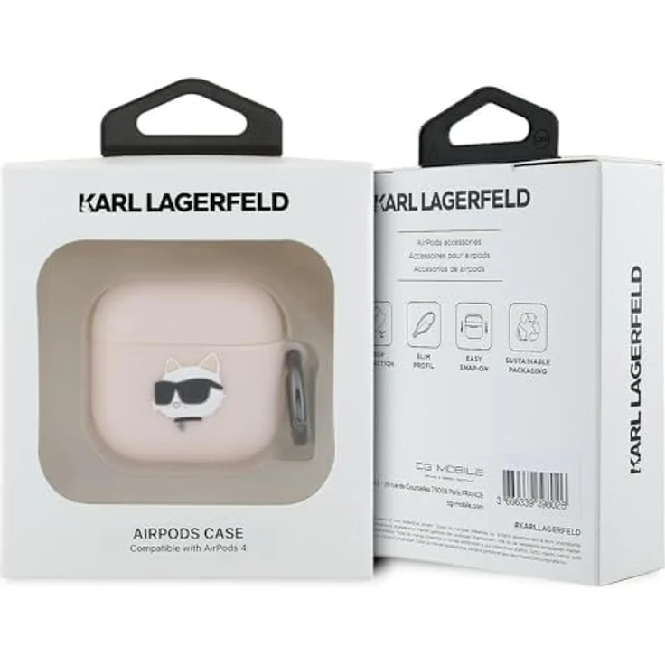 CG Mobile Karl Lagerfeld Silicone Choupette Head 3D Case für AirPods 4, Silikon, rosa – Bild 3