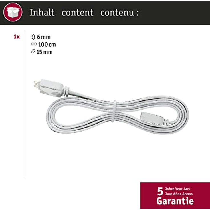 Paulmann 70575 MaxLED Verbindungskabel für LED Strip 1 m Verlängerungskabel Stripe Zubehör Überbrückung Weiß Ausgleich von Unebenheiten 5-Polig – Bild 5