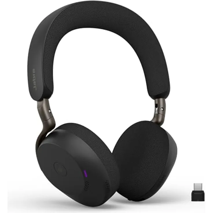 Jabra Evolve3 75, On-Ear Bluetooth Headset mit KI-Sprachanruf, erweiterter aktiver Geräuschunterdrückung, 22h Akku, MS Teams zertifiziert, Schwarz