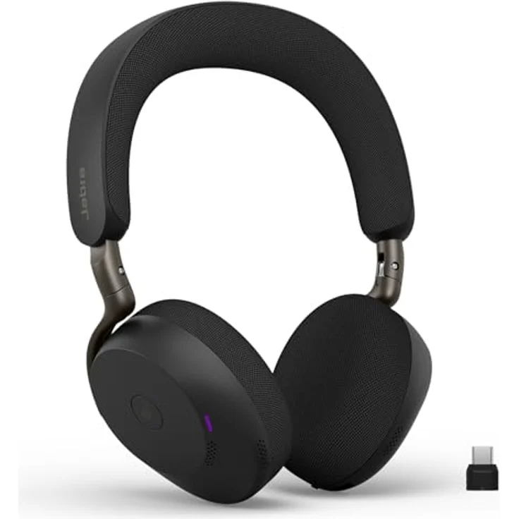 Jabra Evolve3 75, On-Ear Bluetooth Headset mit KI-Sprachanruf, erweiterter aktiver Geräuschunterdrückung, 22h Akku, MS Teams zertifiziert, Schwarz – Bild 1