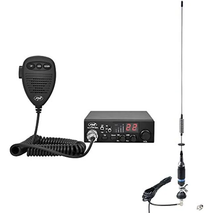 Paket CB PNI-Funkgerät HP 8000L ASQ Escort mit CB PNI S75-Antenne mit Kabel und Fester Halterung