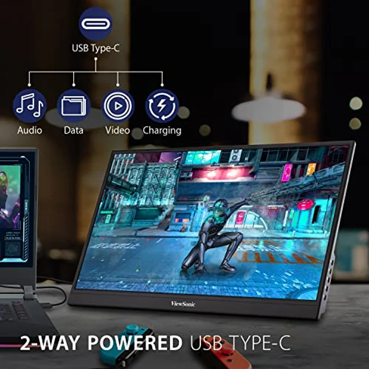 Viewsonic VX1755 43,9 cm (17 Zoll) Portable Gaming Monitor (Full-HD, IPS-Panel, 144 Hz) Schwarz, 9.7"x15.6"x0.7" – Bild 4