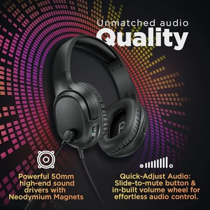 Lenovo H110 Gaming Headset (P), kabelgebundenes Gaming-Headset mit 50-mm-Treibern und omnidirektionalem Mikrofon, Schwarz – Bild 3