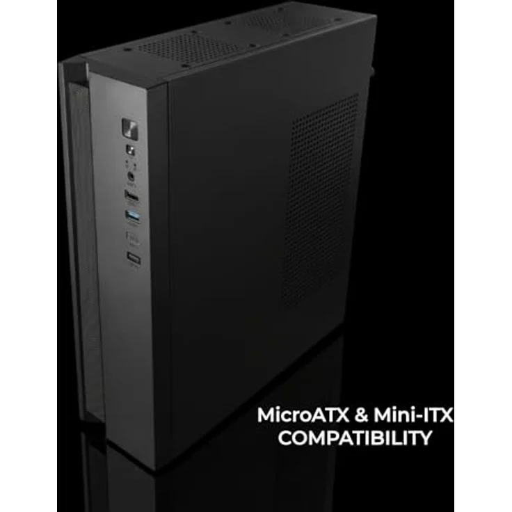 Tacens Anima ACSLIM500, Micro-ATX Mini Tower Gehäuse, Schwarz, 500 W, erweiterte Kühlung, horizontale/vertikale Installation – Bild 4