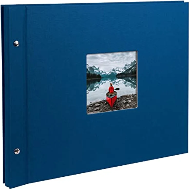 goldbuch Schraubalbum mit Fensterausschnitt, Bella Vista, 39 x 31 cm, 40 weiße Seiten mit Pergamin-Trennblättern, Erweiterbar, Leinen, Blau, 28895 – Bild 2