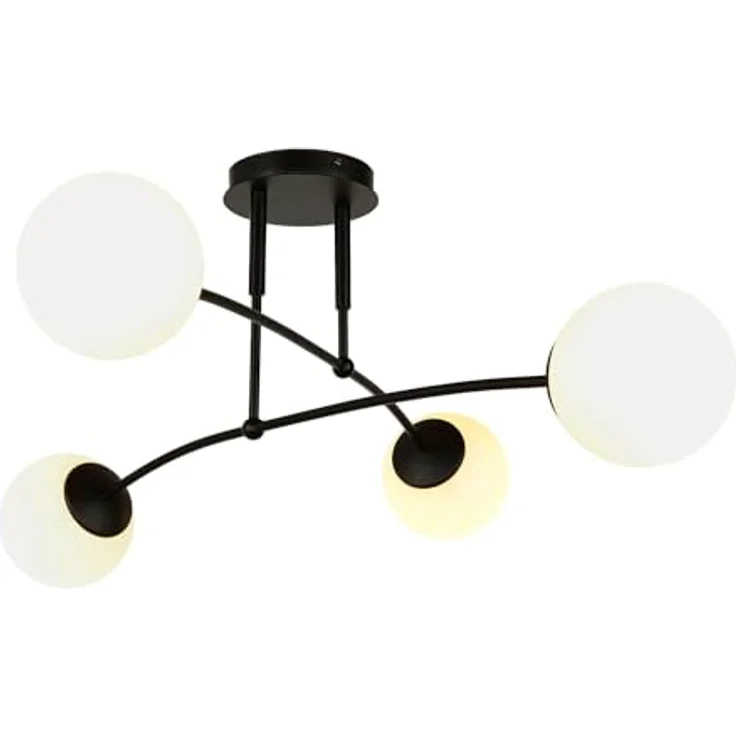 Licht-Erlebnisse XXL Deckenleuchte Kugeln Metall Glas in schwarz B:60cm für Esszimmer Wohnzimmer Schlafstube 4xE14 Deckenlampe Kugelleuchte Kugellampe – Bild 3
