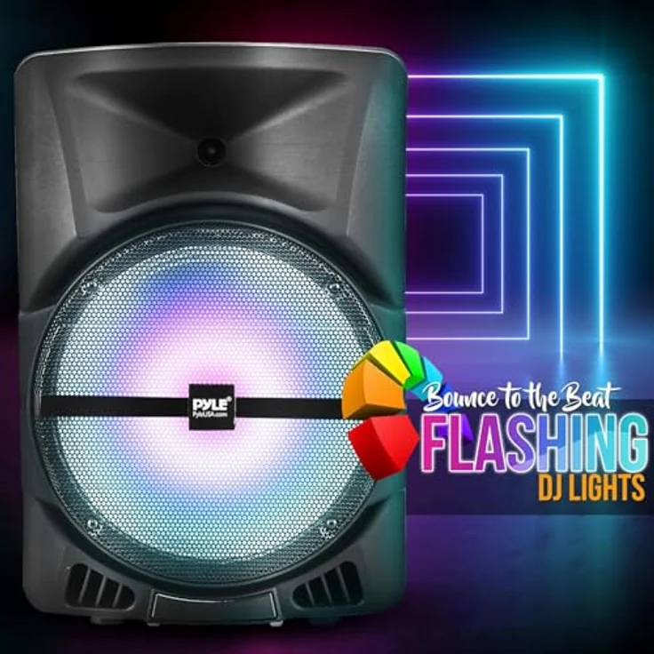 Pyle Partybox 800W, Bluetooth Lautsprecher mit DJ Lichtern, Teleskopgriff & Rollen, FM, TF/AUX/EQ – Bild 3