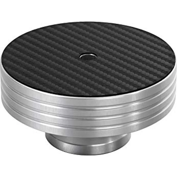 Dynavox Plattenspieler-Stabilizer PST330, Auflagegewicht für Plattenspieler aus Aluminium, Gewicht 330 g, mit Carbonauflagefläche und Inlay, Silber – Bild 2