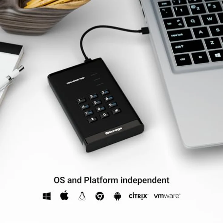 iStorage diskAshur PRO3 SSD 2 TB - FIPS Level 3 zertifiziert - passwortgeschützt - staub-/wasserdicht - Hardware-Verschlüsselung – Bild 2