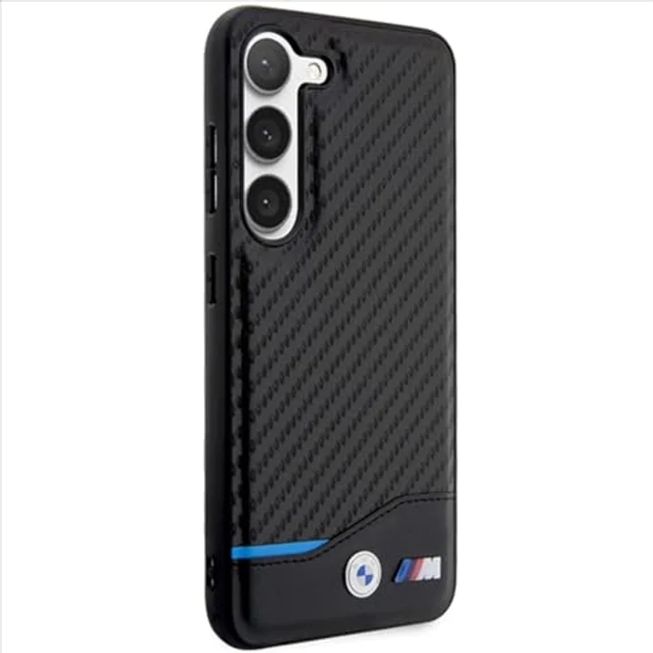 BMW Handyhülle Case Samsung Galaxy S23 Plus, Tricolor Leder mit Metall- und M-Logo, 6,6 Zoll, Schwarz, stoßfest und passgenau – Bild 4