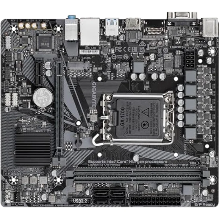 Gigabyte H610M H V3 DDR4 Motherboard - Unterstützt Intel Core 14th CPUs, 4+1+1 Hybrid Phasen Digital VRM, bis zu 3200MHz DDR4, 1xPCIe 3.0 M.2, GbE LAN, USB 3.2 Gen 1 – Bild 4