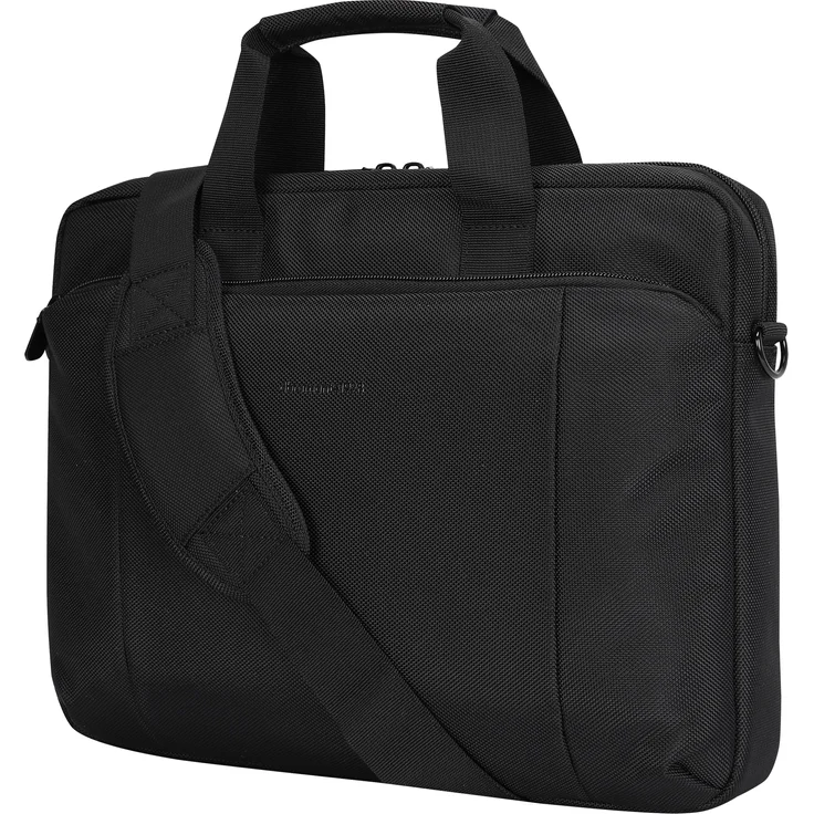 dbramante1928 Santa Monica BG14PLBL3334, Schwarz, Laptop-Tasche aus robustem recyceltem 1680D-Polyester mit gepolstertem Hauptfach für 14 Zoll Notebooks